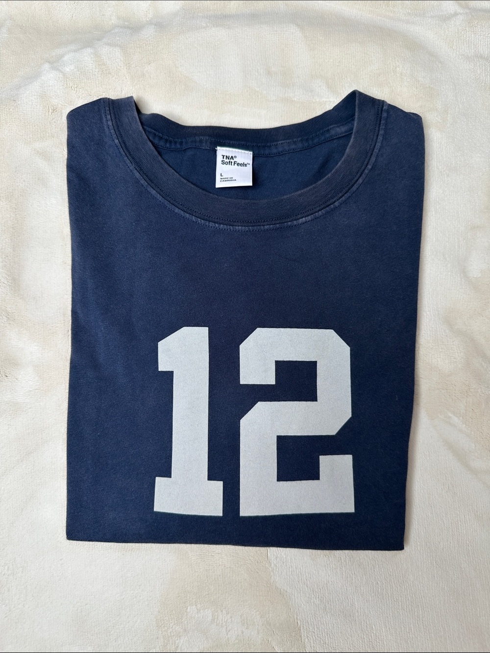 Aritzia Navy Blue Graphic Tee with Large '12'